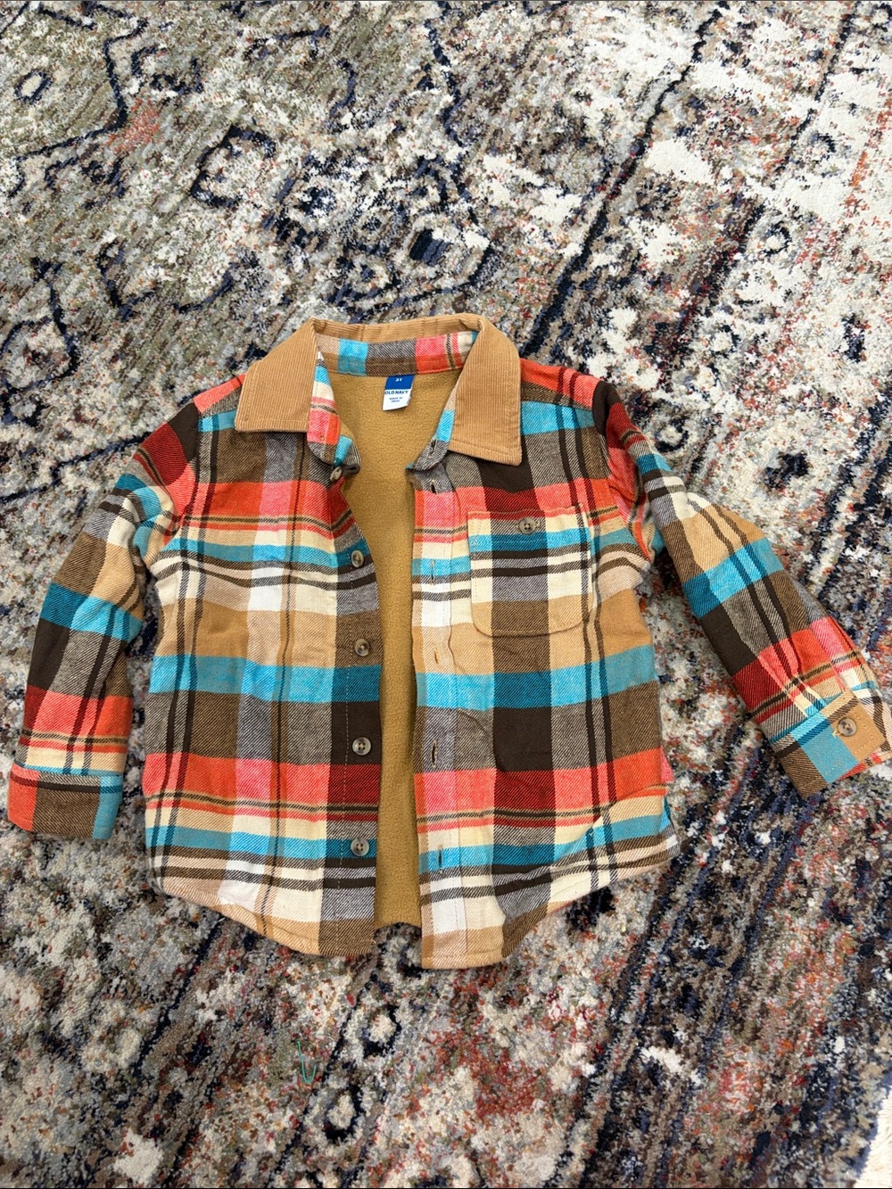 Fleece lined button up with corduroy collar